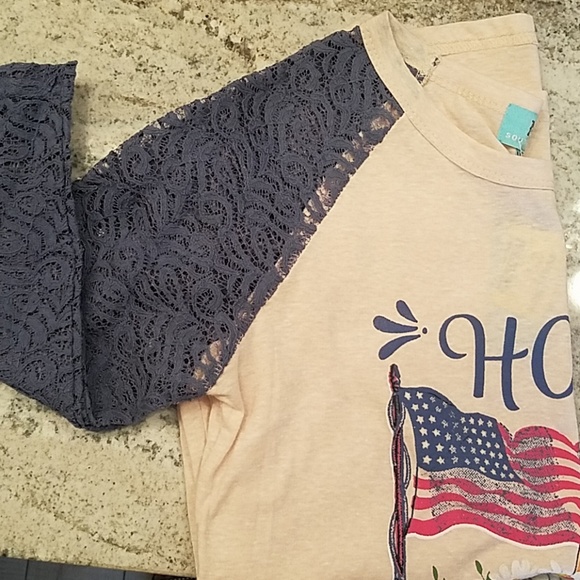 NWT! USA T-Shirt in Lace (Home Grown Print) - Picture 2 of 4